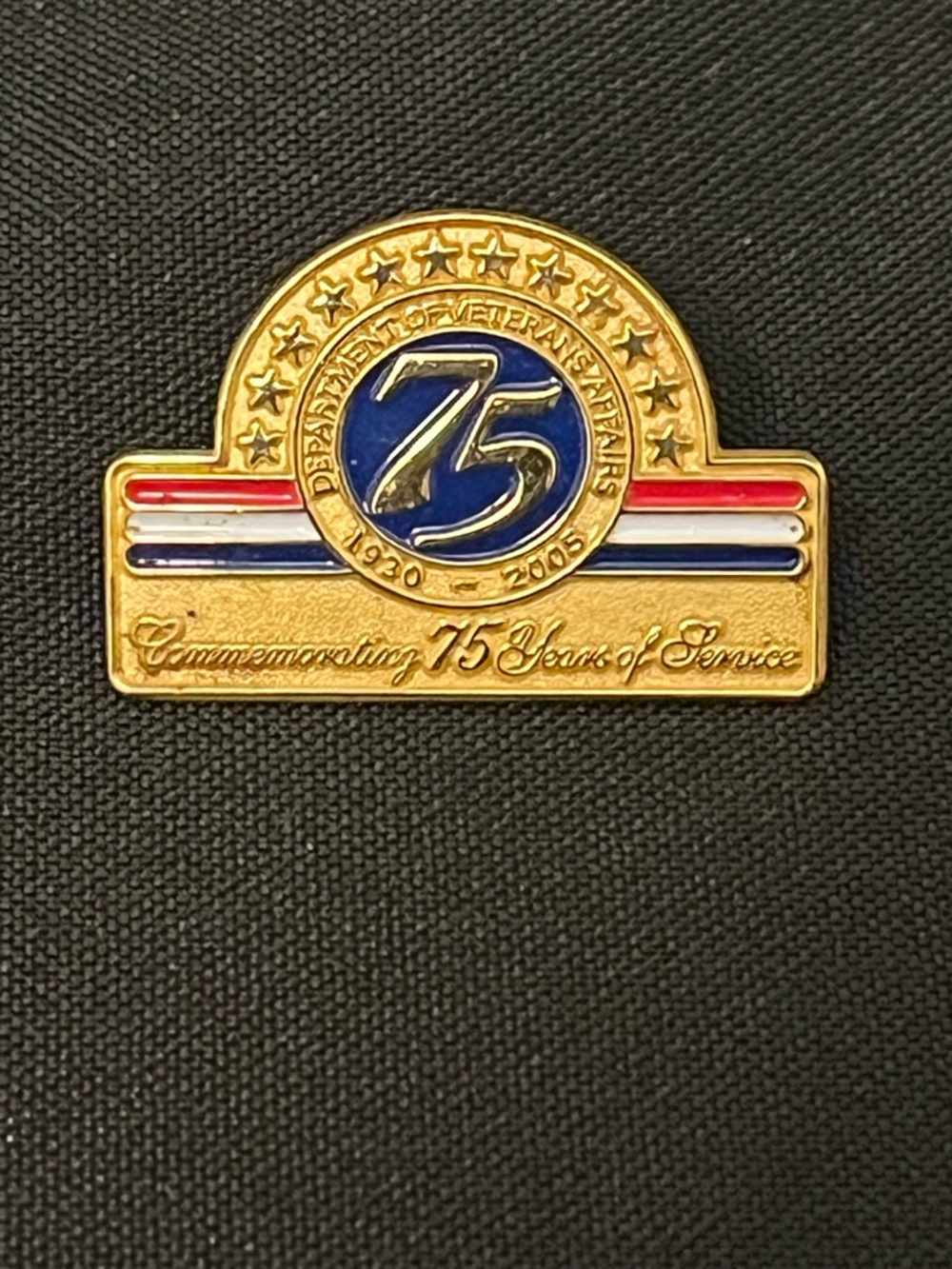 Commemorative Department of Veterans Affairs 75 Years of Service Lapel Pin